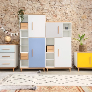 Armoire 198 cm 2 portes NADO Retro finition hêtre capri blue