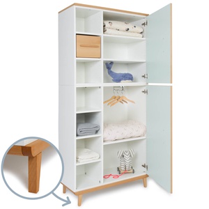 Armoire 198 cm 2 portes NADO Retro finition hêtre mint