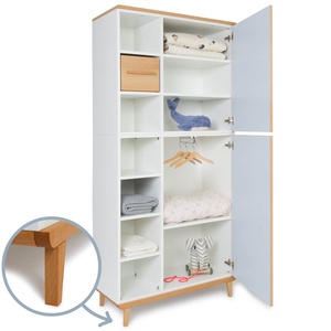 Armoire 198 cm 2 portes NADO Retro finition hêtre sky blue