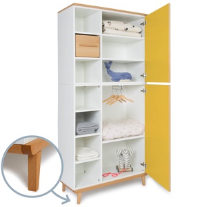 Armoire 198 cm 2 portes NADO Retro finition hêtre sunshine yellow