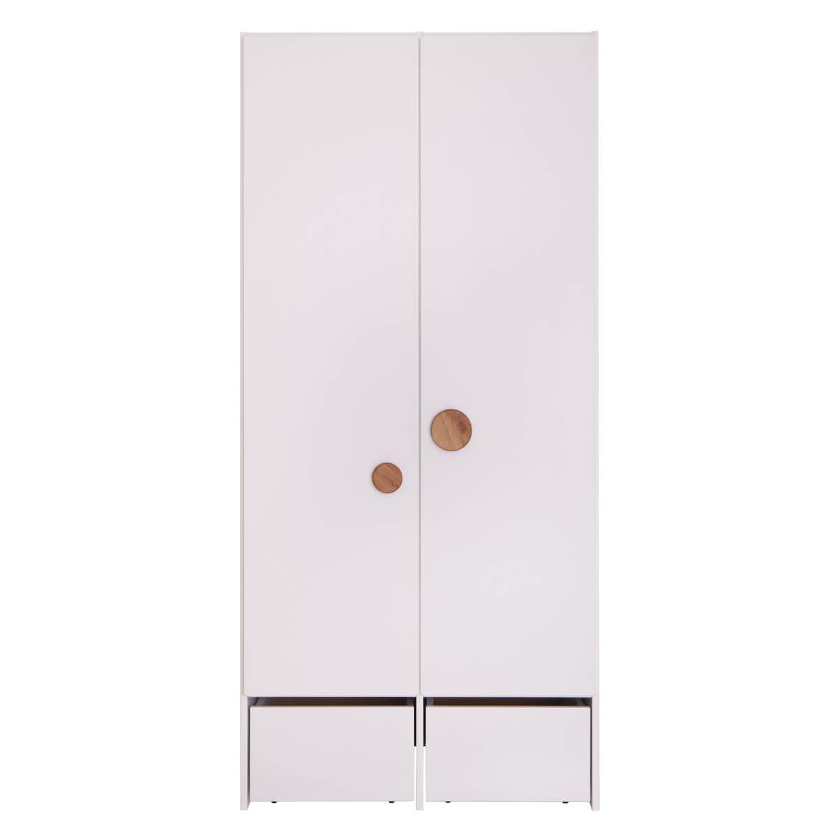 Armoire 2 portes 2 tiroirs KASVA Debreuyn blanc-chêne