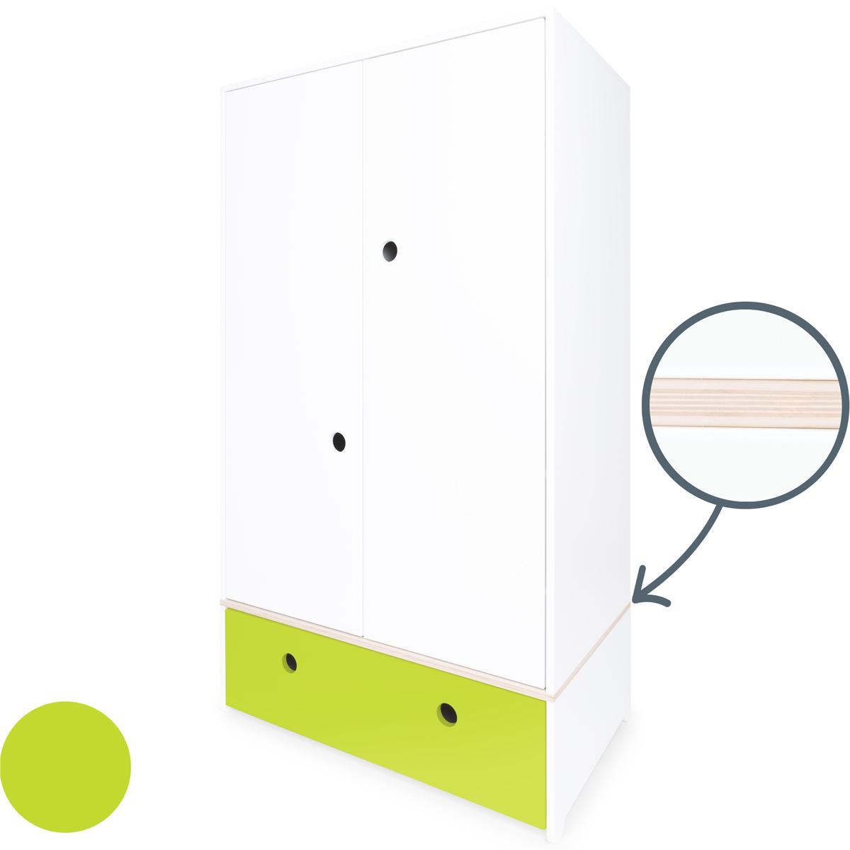 Armoire 2 portes COLORFLEX façade tiroir lime 
