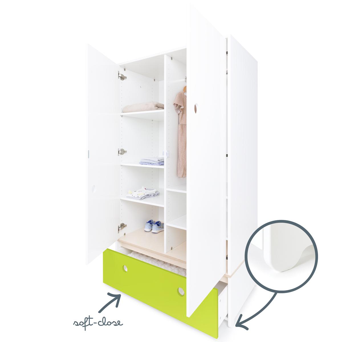 Armoire 2 portes COLORFLEX façade tiroir lime 