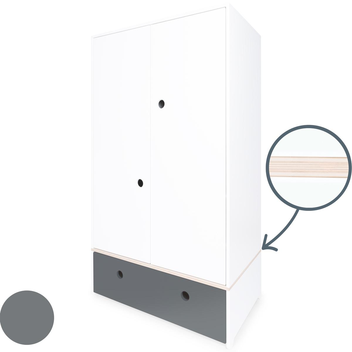 Armoire 2 portes COLORFLEX façade tiroir space grey
