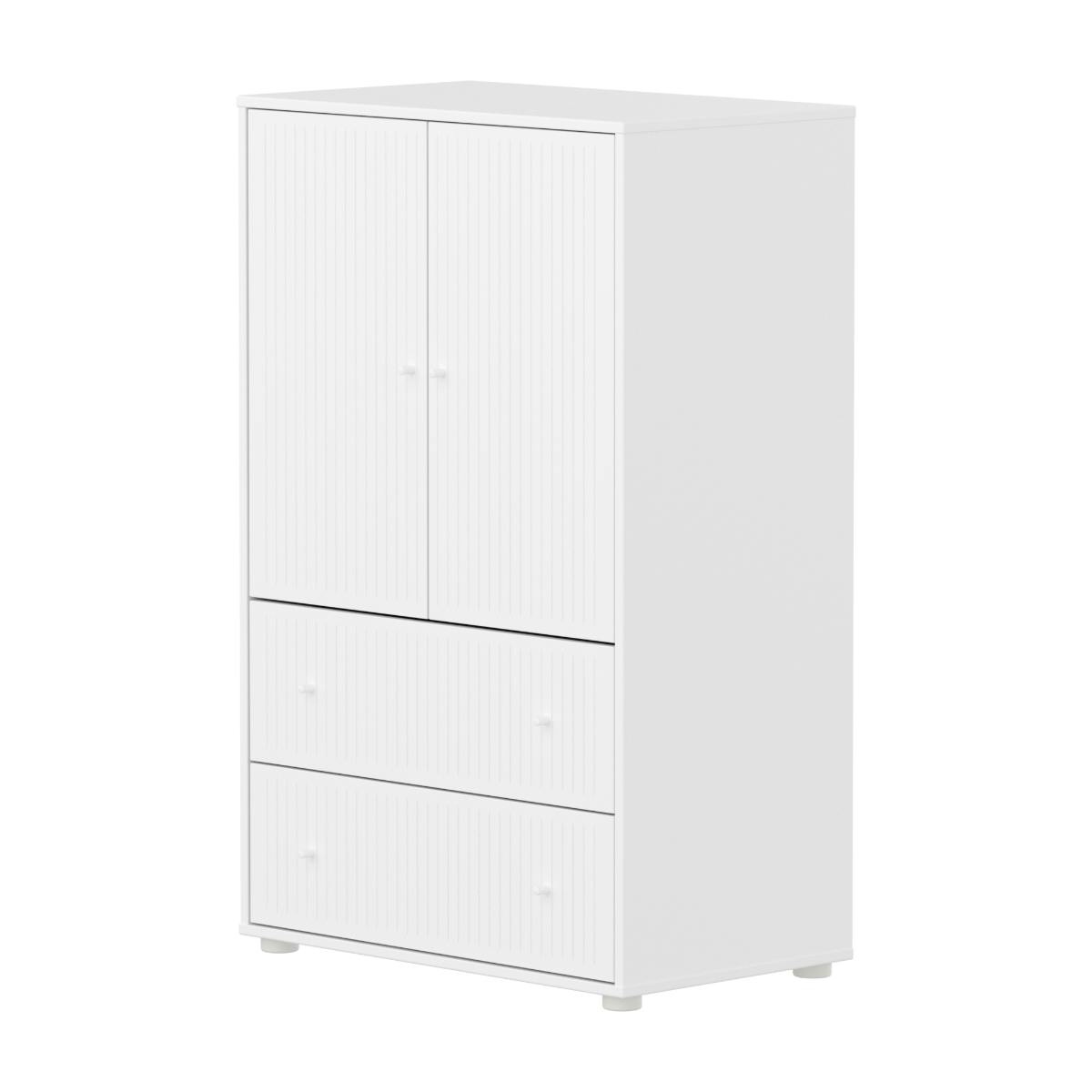 Armoire 2 portes et 2 tiroirs rainures SAGA Flexa blanc