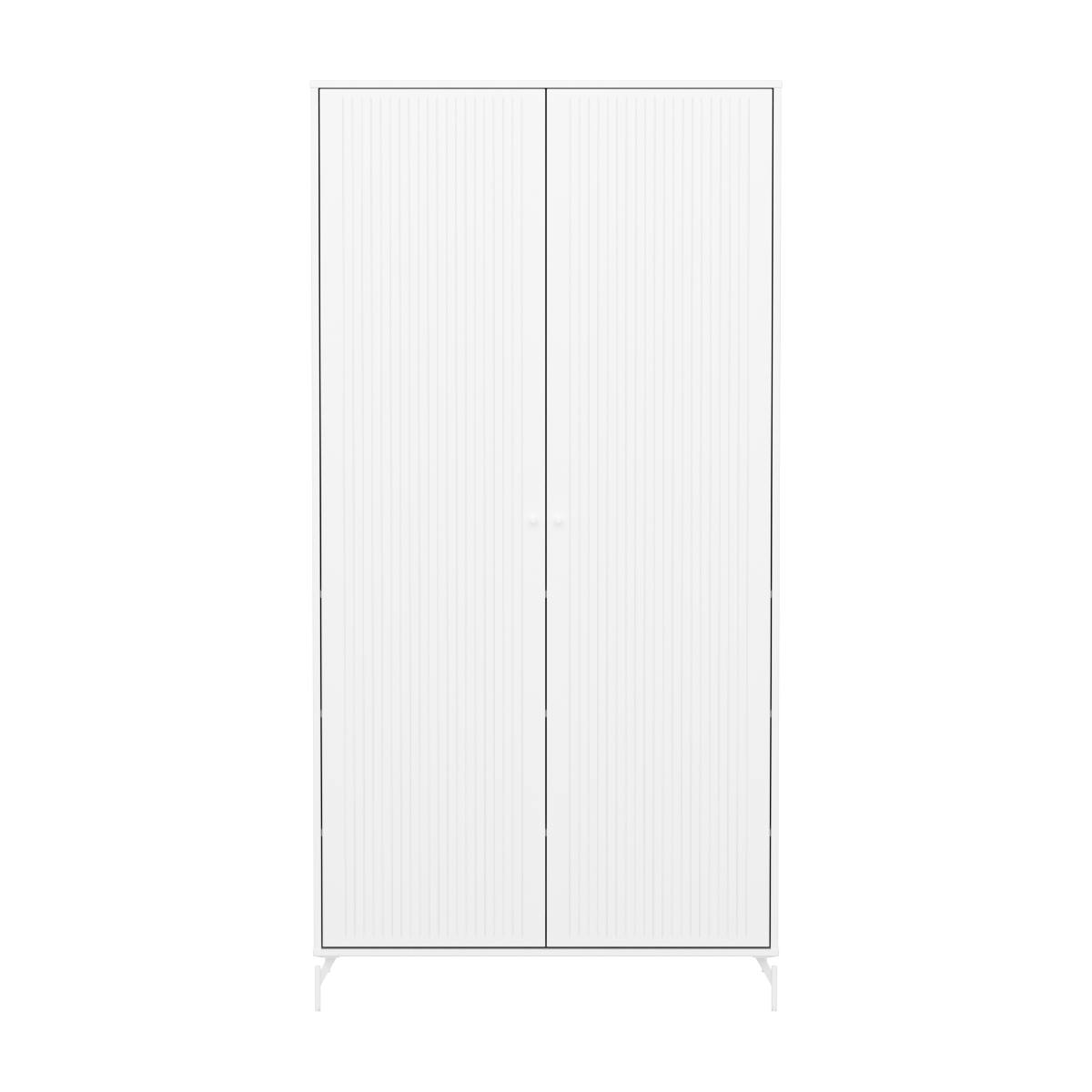 Armoire enfant 2 portes rainures avec pied SAGA FLEXA blanc