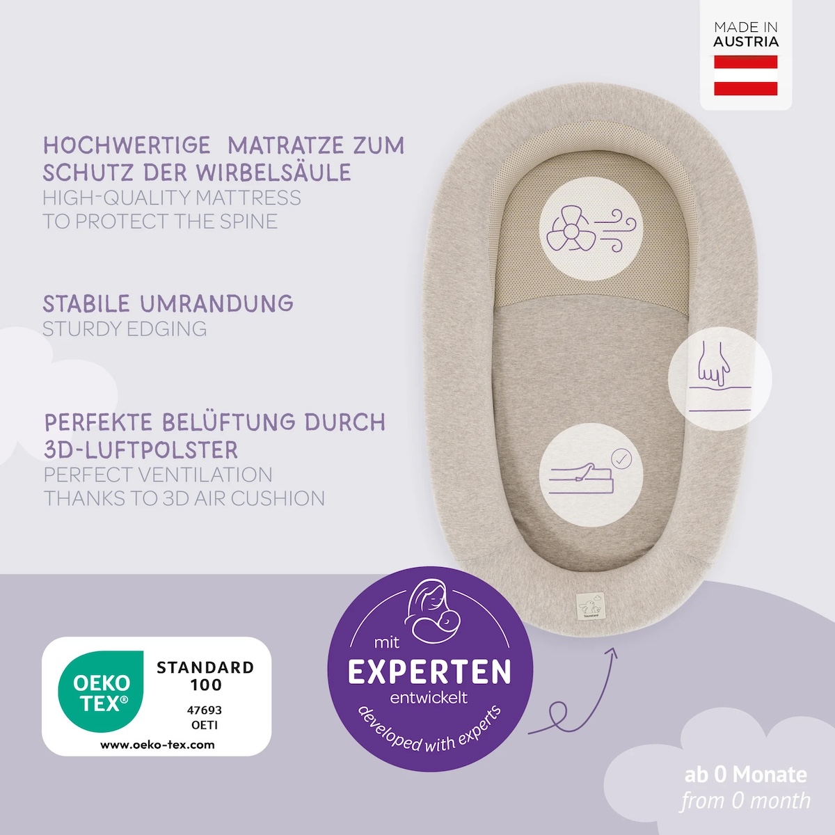 Babynest Home Air 65cm Traumeland beige melange