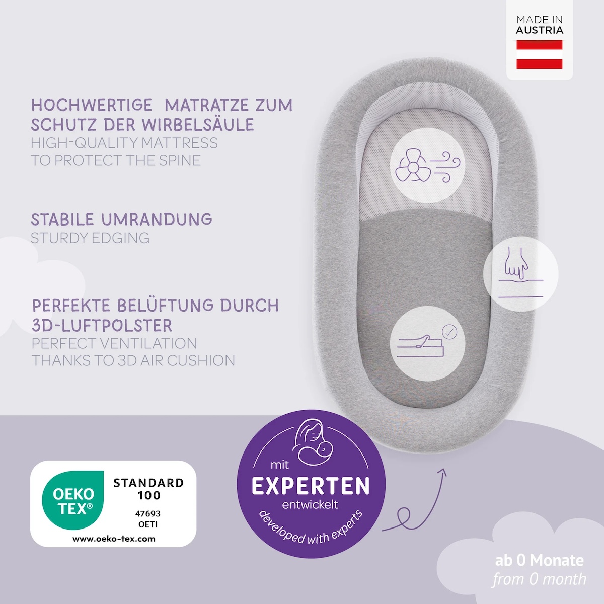 Babynest Home Air 65cm Traumeland grey melange