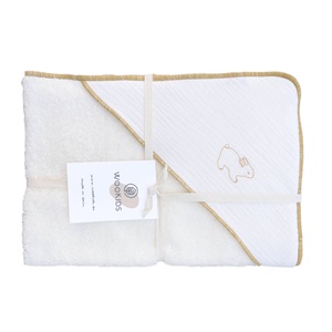 Cape de bain RABBITS brodée jaune 70x70cm