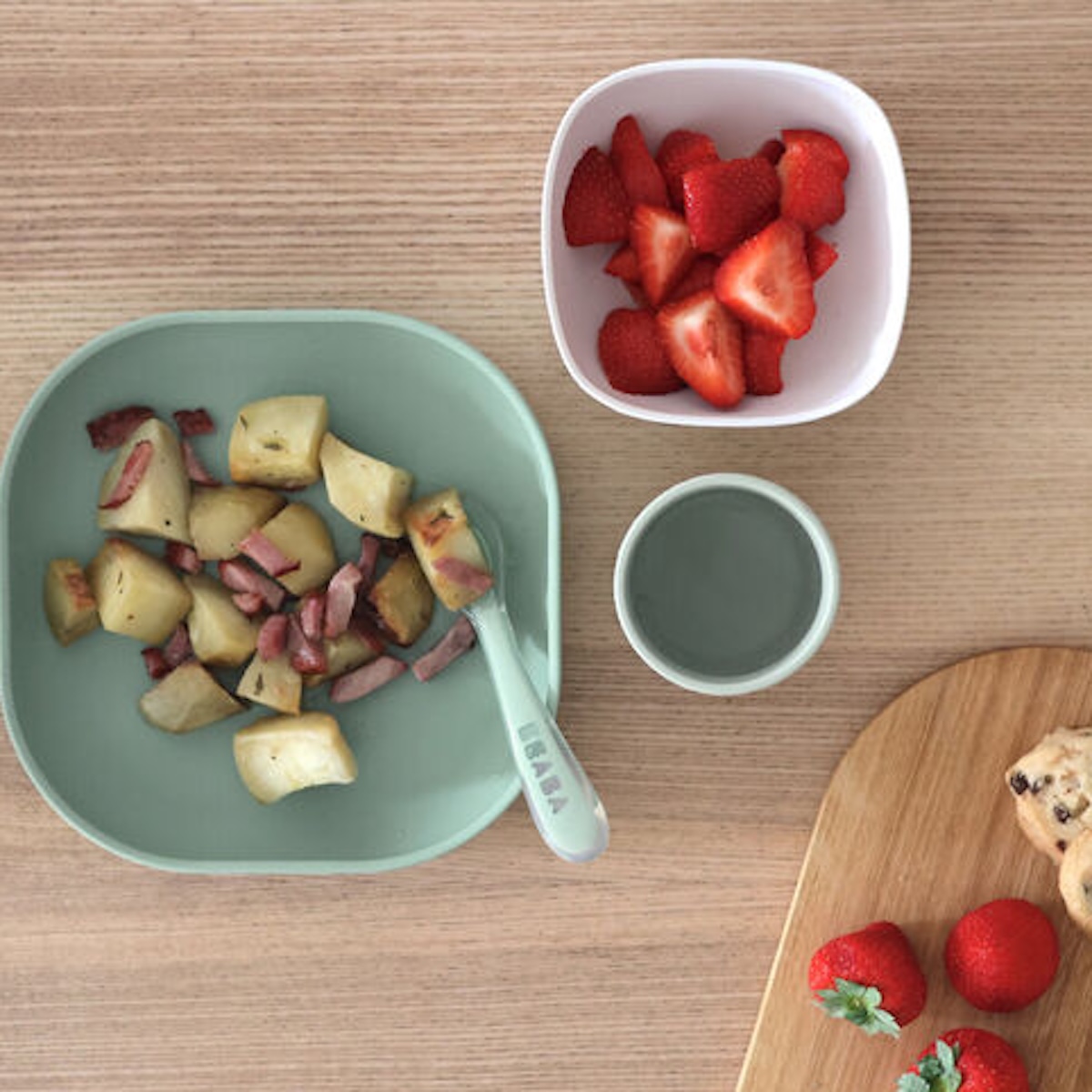 Coffret repas silicone 4 pièces Beaba sage green