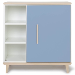 Commode 1 porte 3 niches NADO Retro finition frêne capri blue