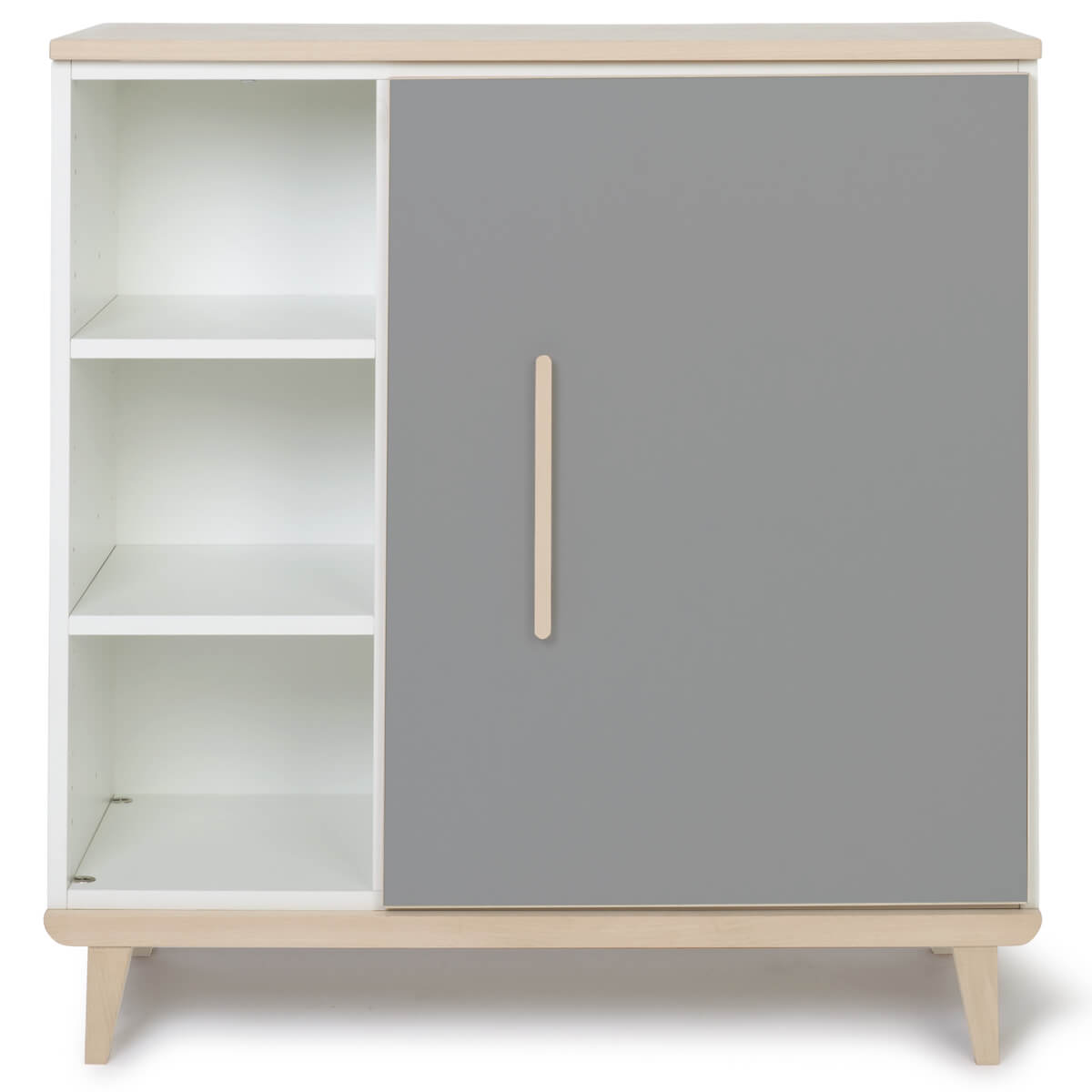Commode 1 porte 3 niches NADO Retro finition frêne slate grey