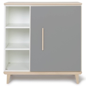 Commode 1 porte 3 niches NADO Retro finition frêne slate grey