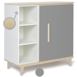 Commode 1 porte 3 niches NADO Retro finition frêne slate grey