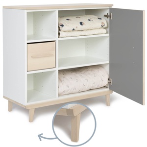 Commode 1 porte 3 niches NADO Retro finition frêne slate grey