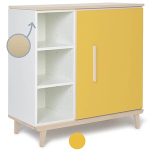 Commode 1 porte 3 niches NADO Retro finition frêne sunshine yellow