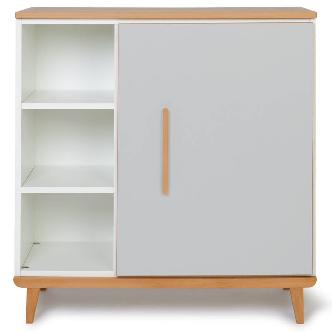 Commode 1 porte 3 niches NADO Retro finition hêtre manhattan grey