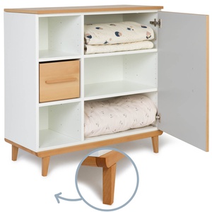 Commode 1 porte 3 niches NADO Retro finition hêtre manhattan grey