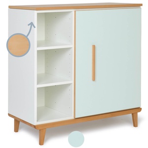Commode 1 porte 3 niches NADO Retro finition hêtre mint