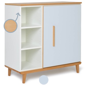 Commode 1 porte 3 niches NADO Retro finition hêtre sky blue