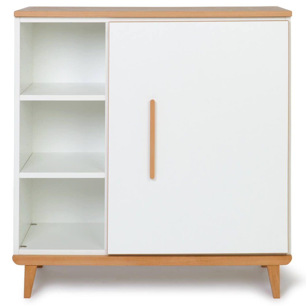 Commode 1 porte 3 niches NADO Retro finition hêtre white