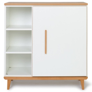Commode 1 porte 3 niches NADO Retro finition hêtre white