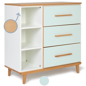 Commode 3 tiroirs 3 niches NADO Retro finition hêtre mint