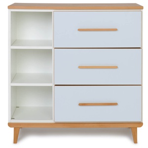 Commode 3 tiroirs 3 niches NADO Retro finition hêtre sky blue