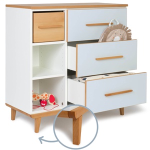 Commode 3 tiroirs 3 niches NADO Retro finition hêtre sky blue