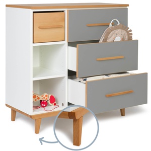 Commode 3 tiroirs 3 niches NADO Retro finition hêtre slate grey