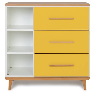 Commode 3 tiroirs 3 niches NADO Retro finition hêtre sunshine yellow 