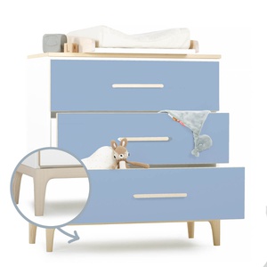 Commode 3 tiroirs NADO Curve finition frêne capri blue