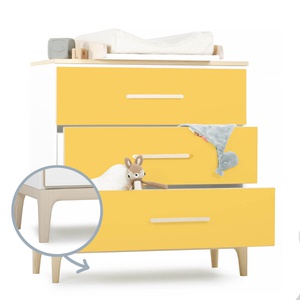 Commode 3 tiroirs NADO Curve finition frêne sunshine yellow