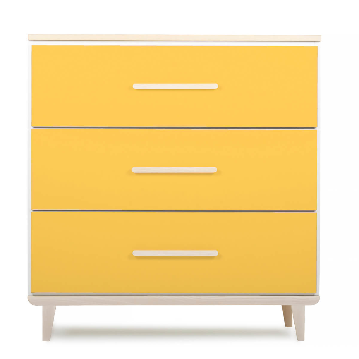 Commode 3 tiroirs NADO Retro finition frêne sunshine yellow