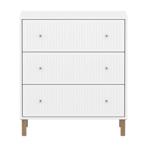 Commode à 3 tiroirs rainures avec pied SAGA Flexa blanc oak