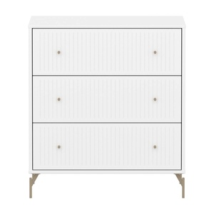 Commode à 3 tiroirs rainures avec pied SAGA Flexa blanc oat