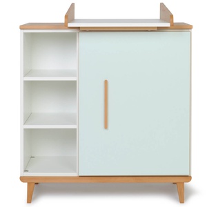 Commode à langer 1 porte 3 niches  NADO Retro finition hêtre mint