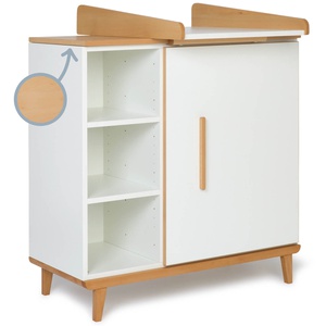 Commode à langer 1 porte 3 niches  NADO Retro finition hêtre white