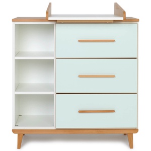 Commode à langer 3 tiroirs 3 niches NADO Retro finition hêtre mint