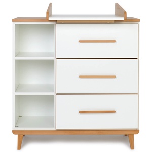 Commode à langer 3 tiroirs 3 niches NADO Retro finition hêtre white