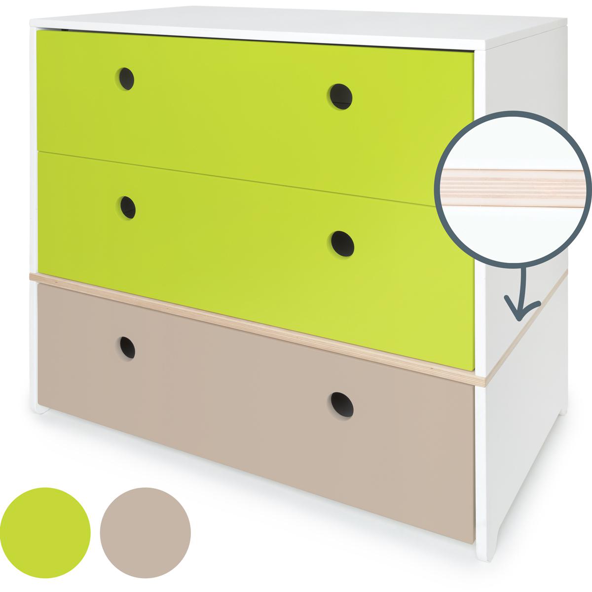 Commode COLORFLEX façades tiroirs lime-lime-warm grey