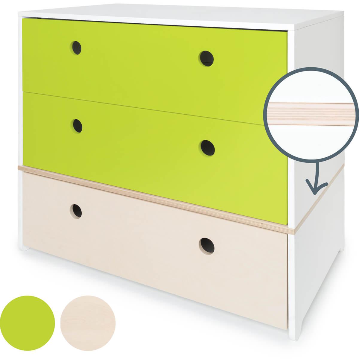Commode COLORFLEX façades tiroirs lime-lime-white wash
