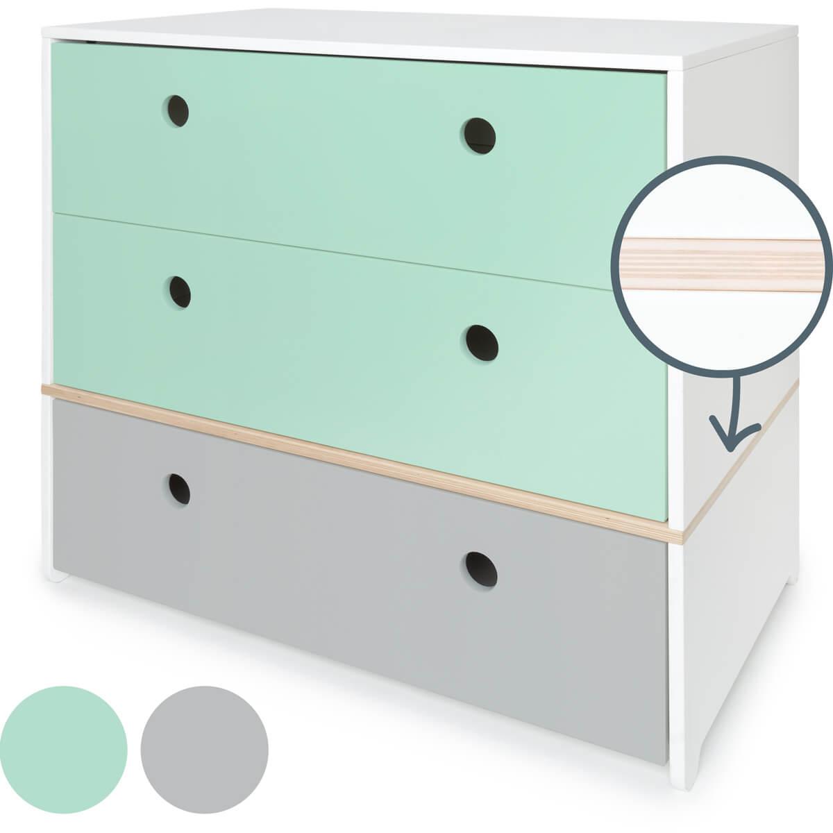 Commode COLORFLEX façades tiroirs mint-mint-pearl grey