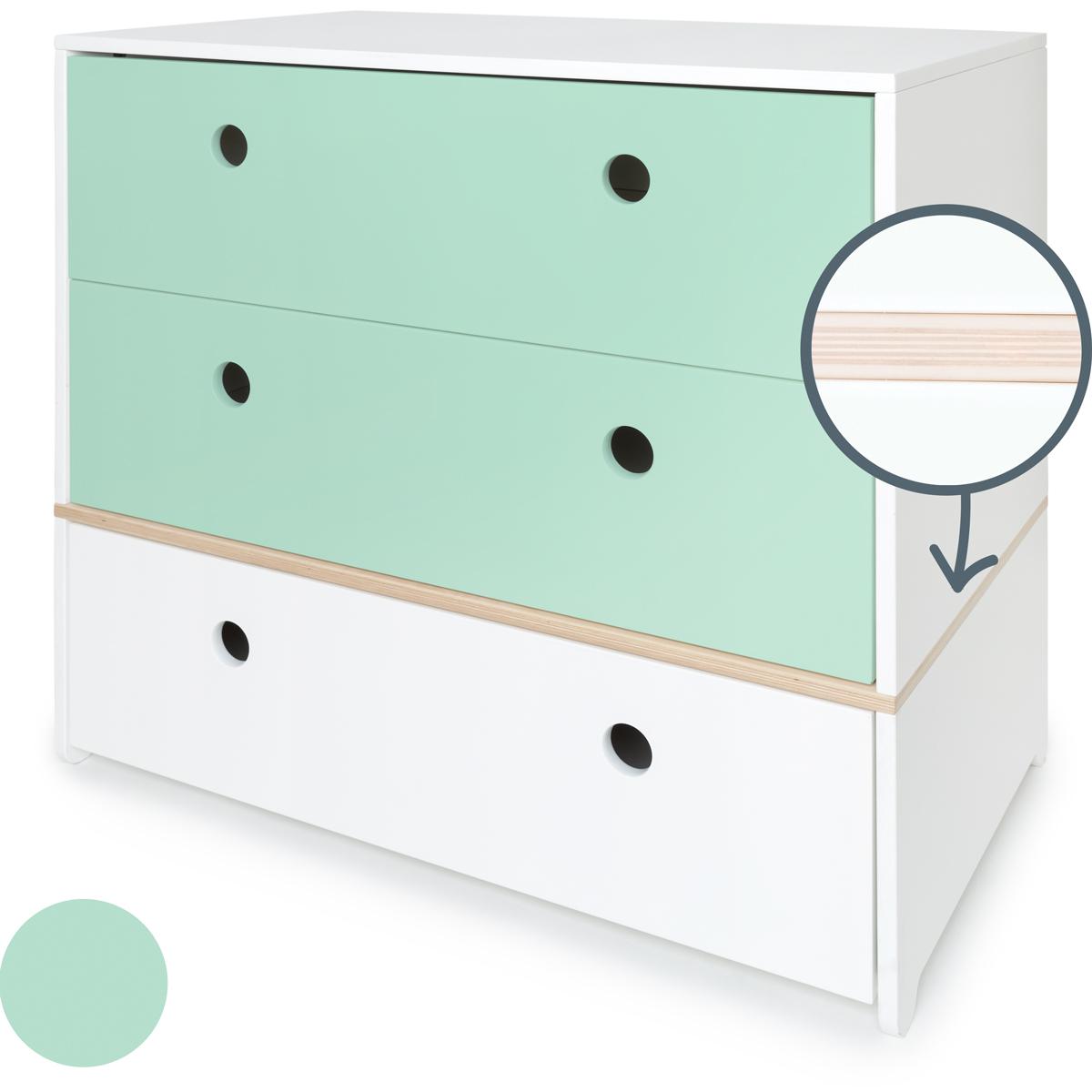Commode COLORFLEX façades tiroirs mint-mint-white