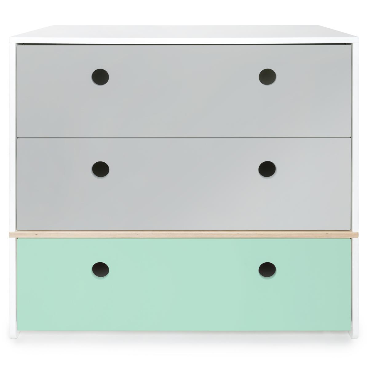 Commode COLORFLEX façades tiroirs pearl grey-pearl grey-mint