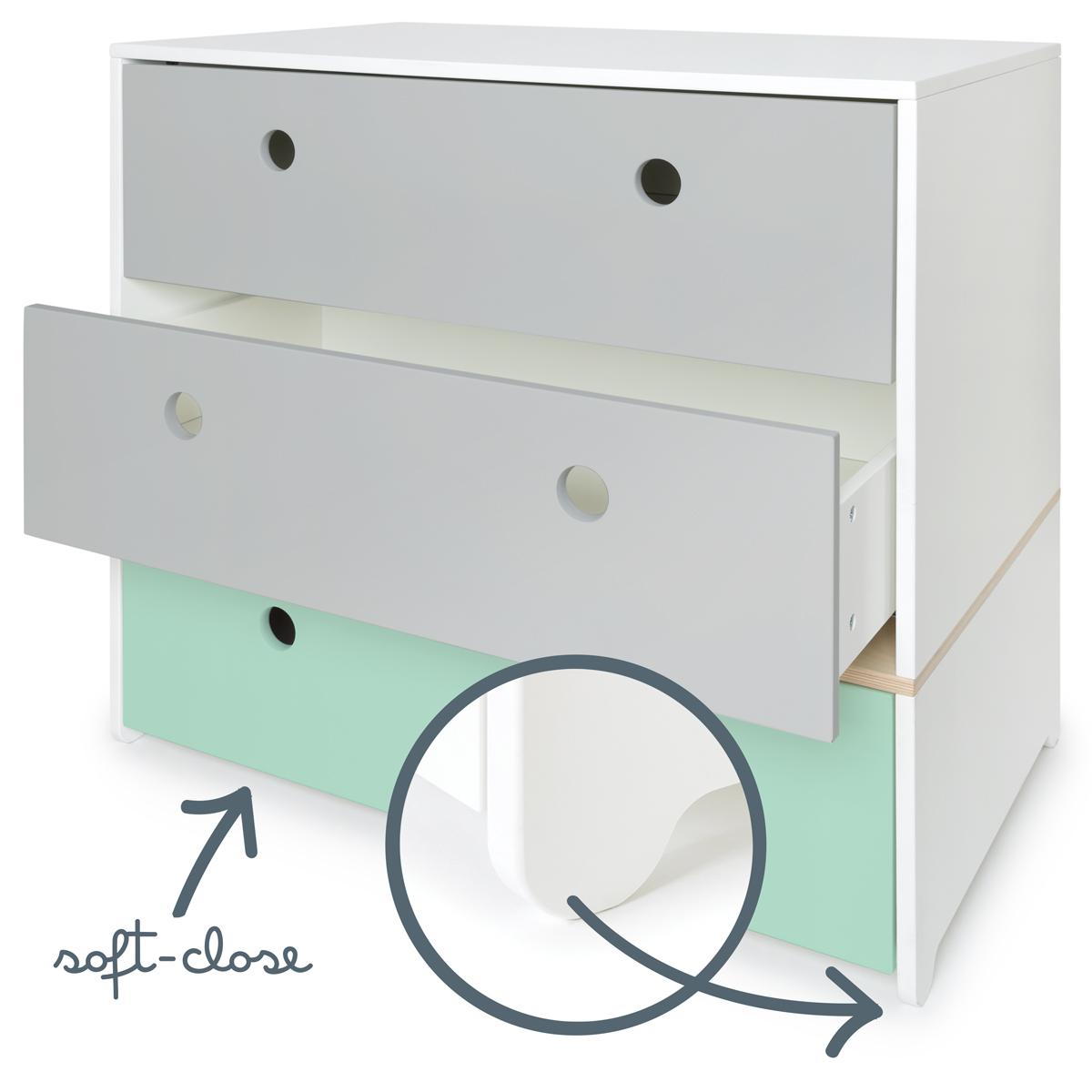 Commode COLORFLEX façades tiroirs pearl grey-pearl grey-mint