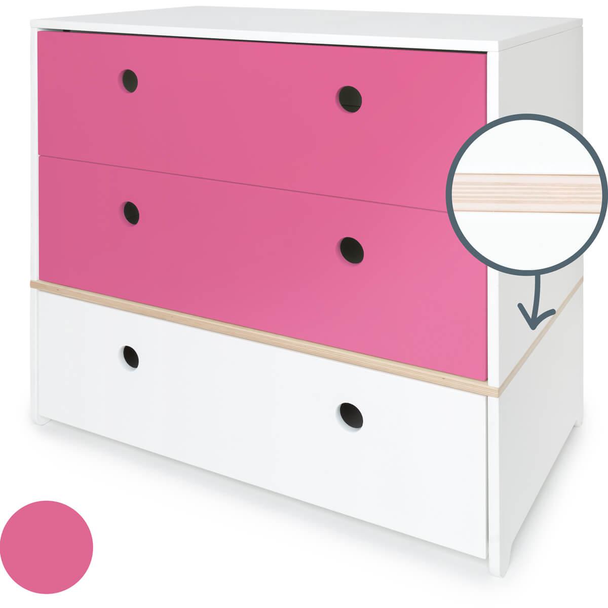 Commode COLORFLEX façades tiroirs pink-pink-white