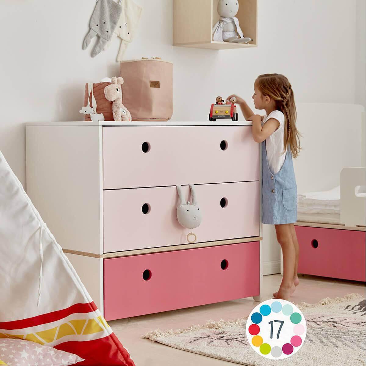 Commode COLORFLEX façades tiroirs pink-pink-white