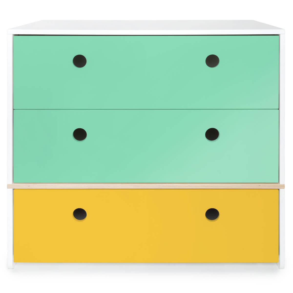 Commode COLORFLEX façades tiroirs sea foam-sea foam-nectar yellow