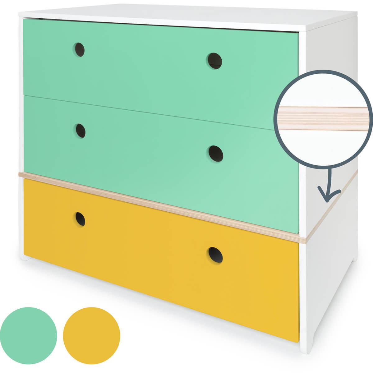 Commode COLORFLEX façades tiroirs sea foam-sea foam-nectar yellow